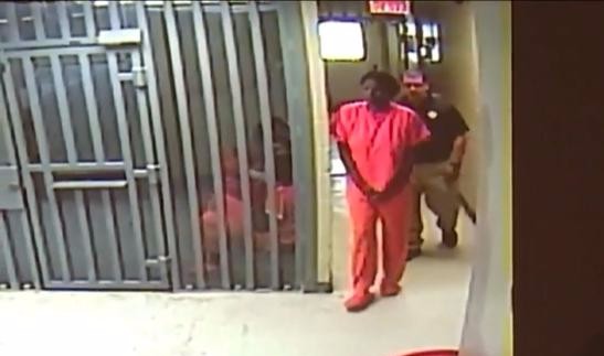 Sandra Bland in Texas jail. Image via KHOU-TV.